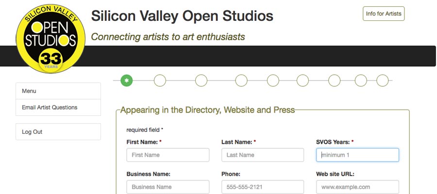 Online Registration for Silicon Valley Open Studios