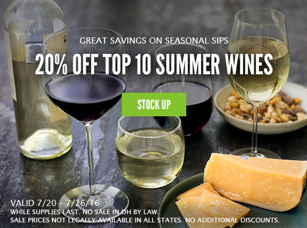20% Off Summer Top 10 Wines