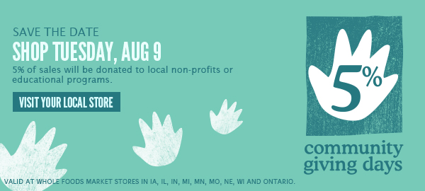 Shop 8/9 and 5% Of sales will be donated to local non-profits